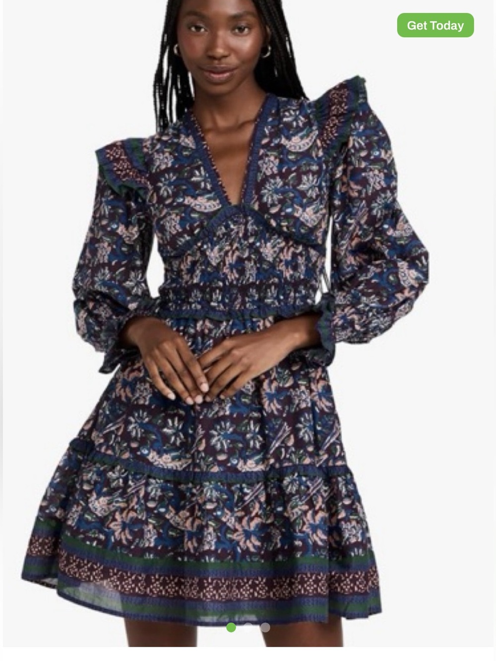 Sea New York Navy Floral V-Neck Tiered Mini Dress